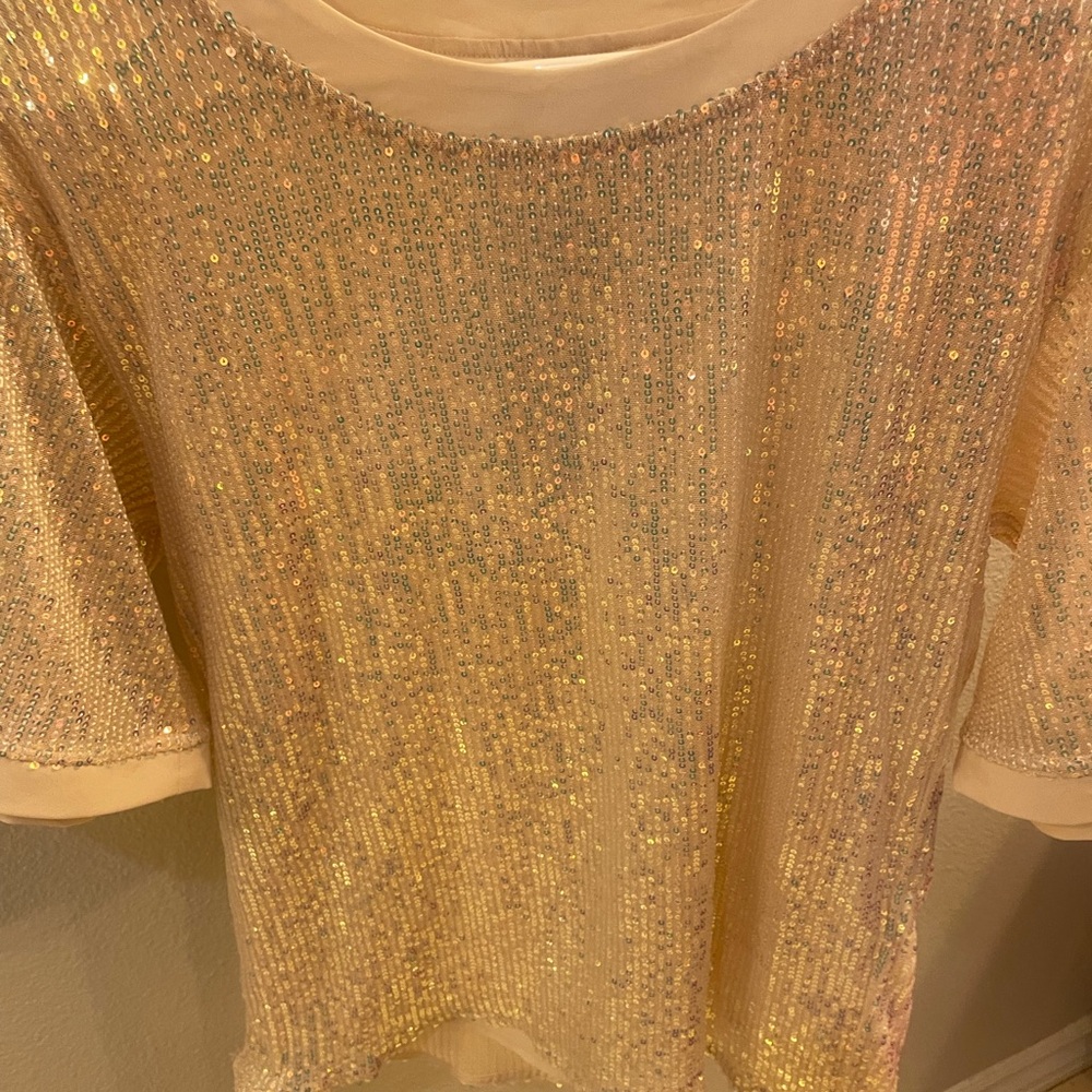 Sequin cream blouse top. Brand new with tags